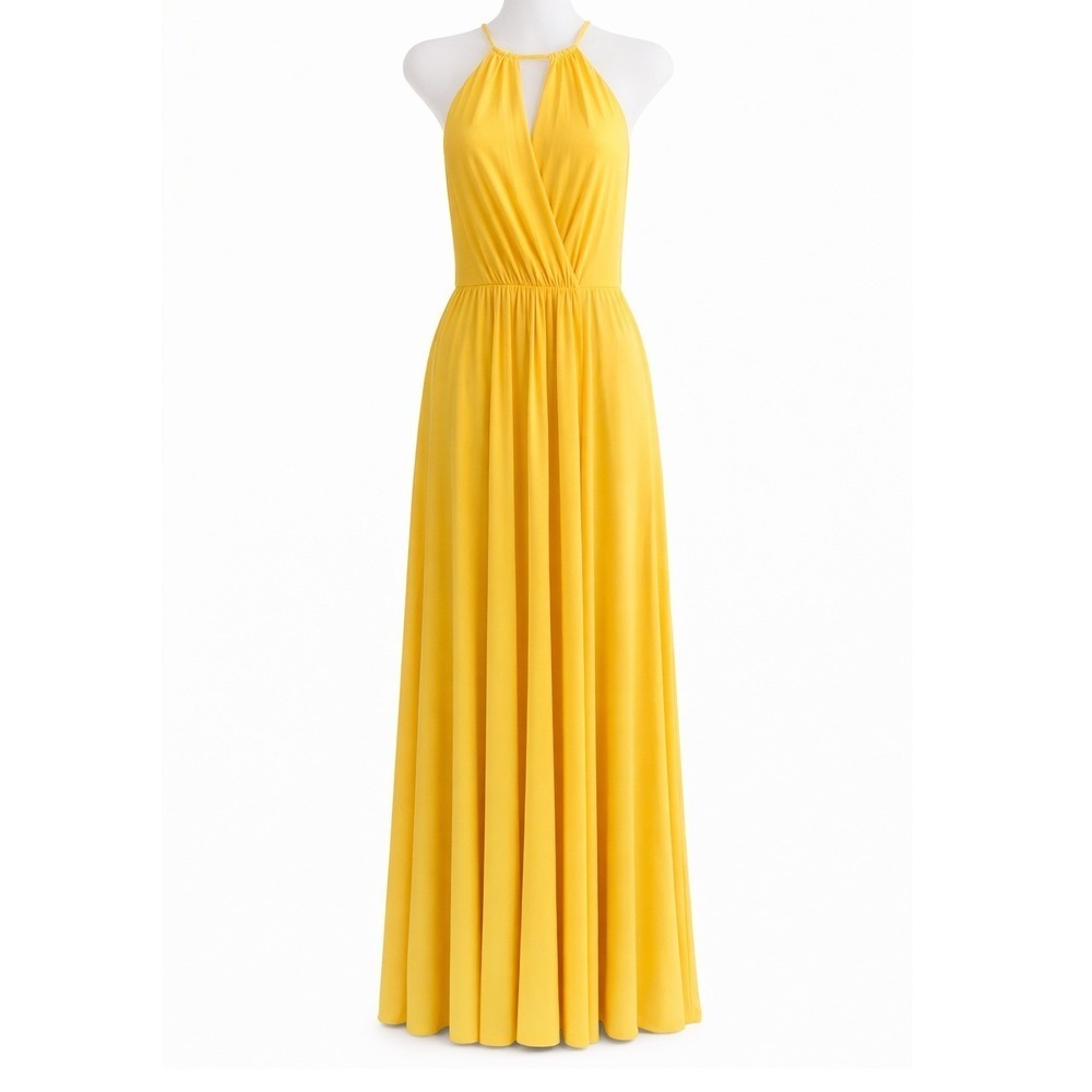 Ann Taylor Yellow Halter Maxi Dress Keyhole Wrap Bodice Gown XS - Picture 1 of 5